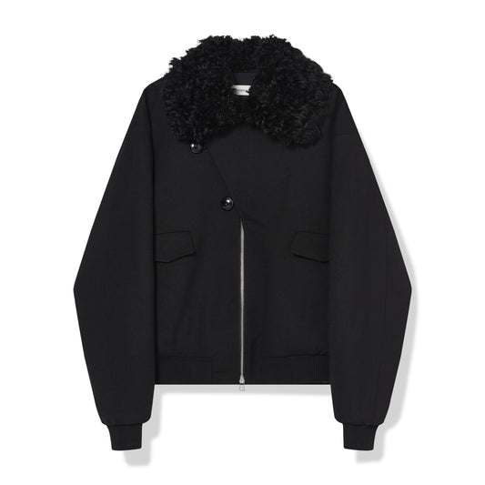 Asymmetric Placket Fur-Collar Jacket