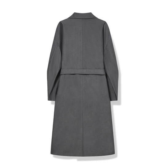 Oversized Sleeve Double-Breasted Long Trench Coat.