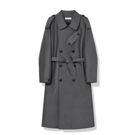Oversized Sleeve Double-Breasted Long Trench Coat.